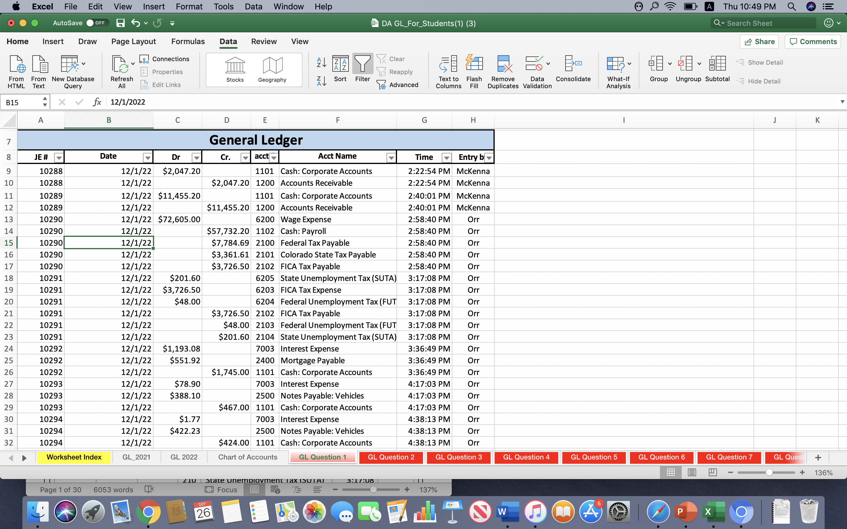 General Ledger : Question 1. Unusual Journal Entries a) Using the