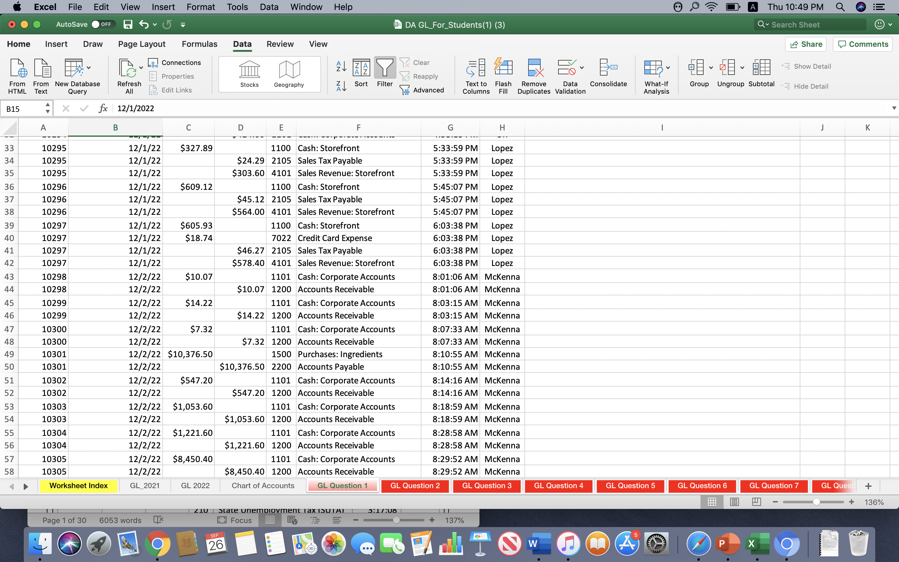 data provided, identify any entries made after 9 p.m. and before 6