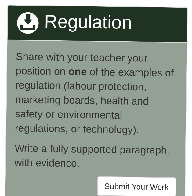 Regulation Share with your teacher your position on one of the examples