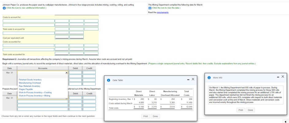 information on the side to help Johnson Paper Co produces the paper