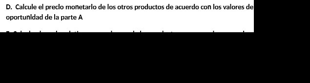 los valores de oportunldad de la parte A