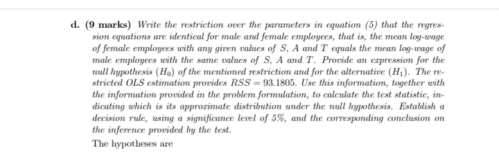 estimate of ag in model (8) when Y is replaced by its