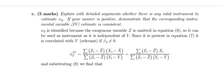 two stage least squares (2SLS) estimate of ag is identical to the