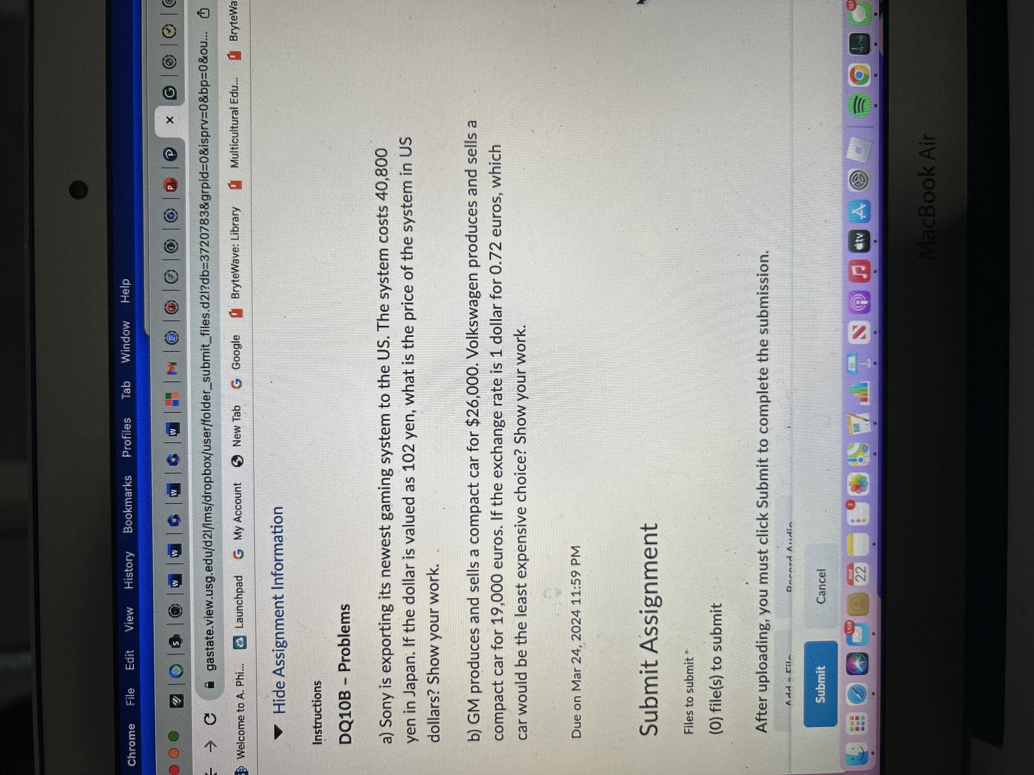 Chrome File Edit View History Bookmarks Profiles Tab Window Help gastate.view.usg.edu/d21/Ims/dropbox/user/folder_submit_files.d21?db=3720783&grpid=0&isprv=0&bp=0&ou...