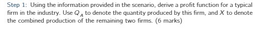 profit function for a typical firm in the industry. Use Q, to