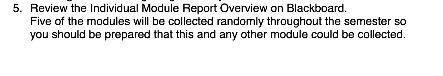  5. Review the Individual Module Report Overview on Blackboard. Five of