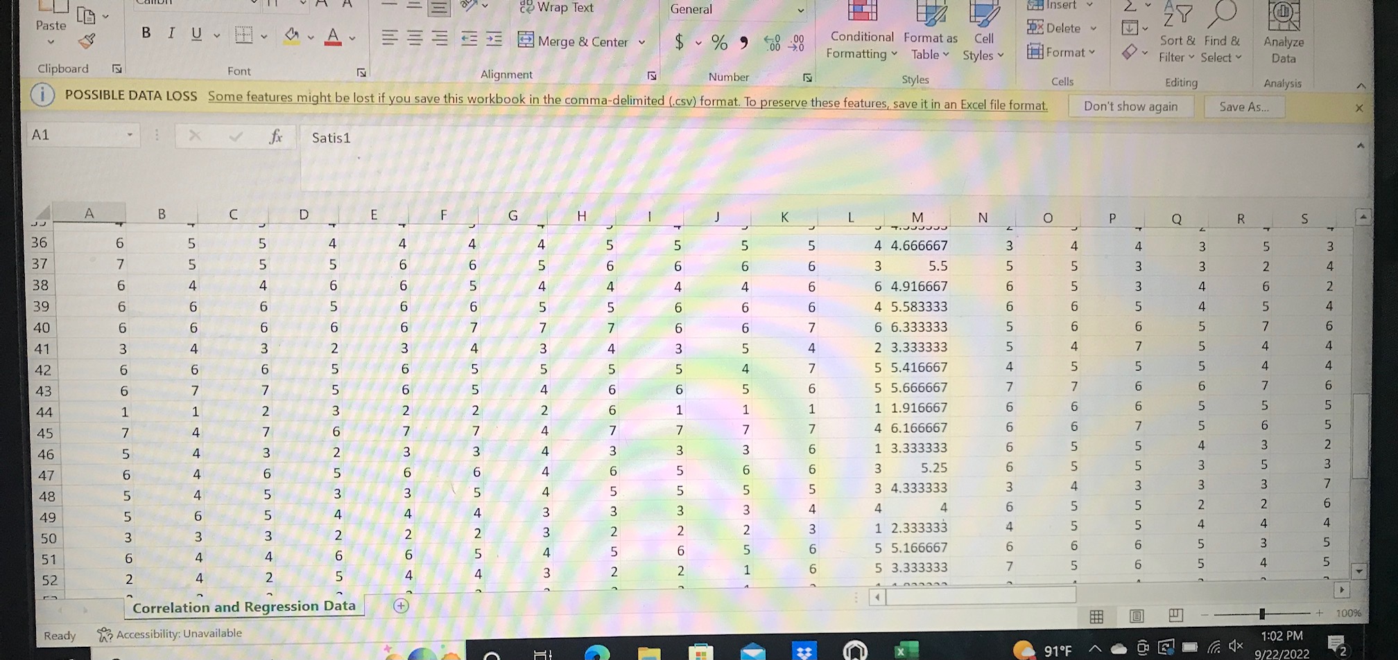 file format. Don't show again Save As... X V fx Satis 1