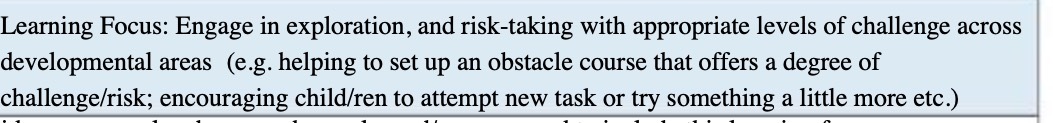 challenge across developmental areas (e .g. helping to set up an obstacle