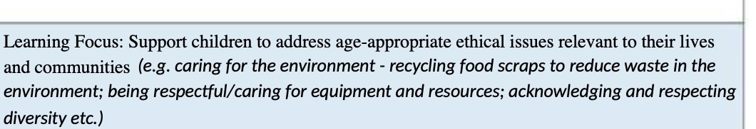 their lives and communities (e.g. caring for the environment - recyciing food