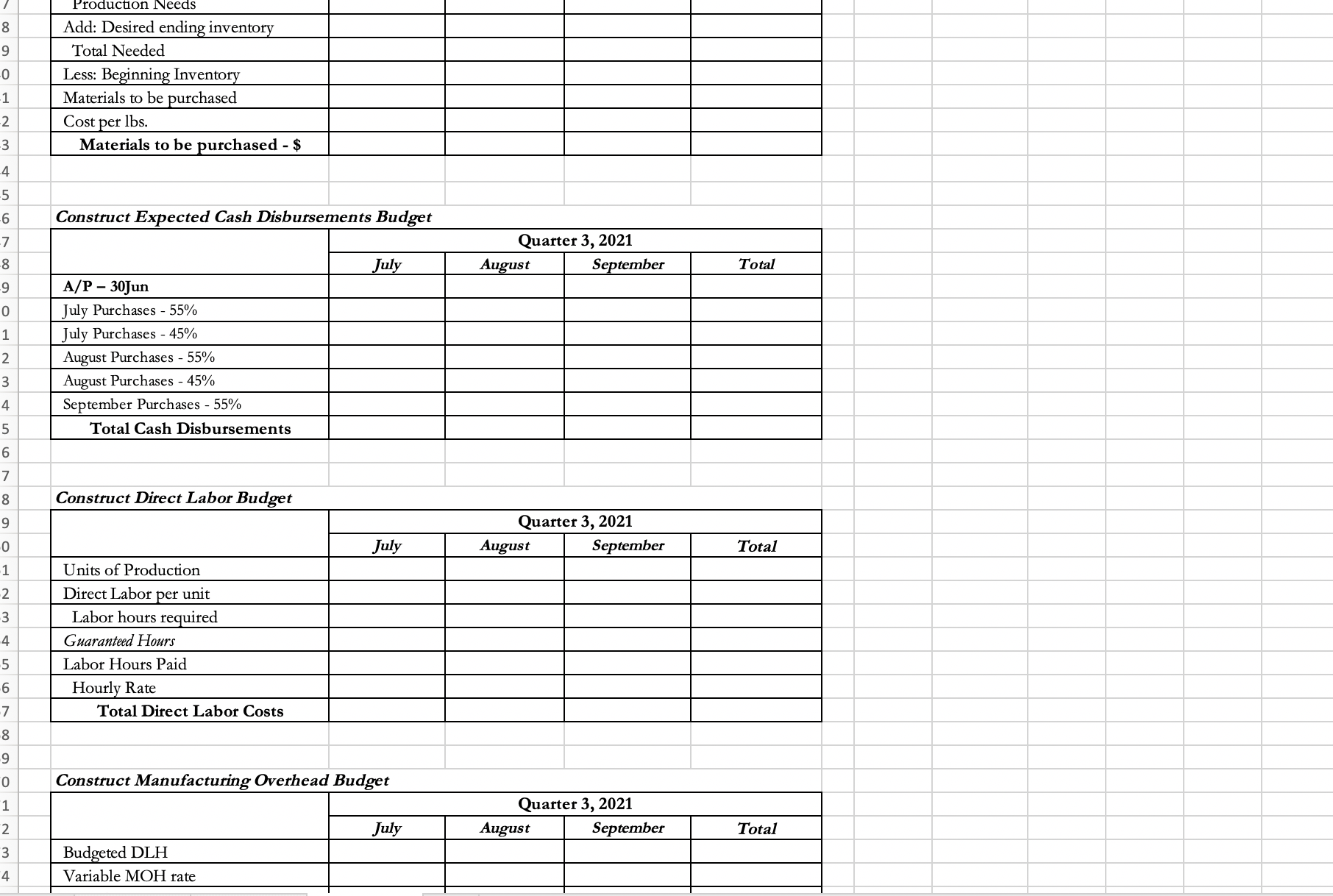 formulas/ functions in as many cells as possible. 0 - W NAssumptions