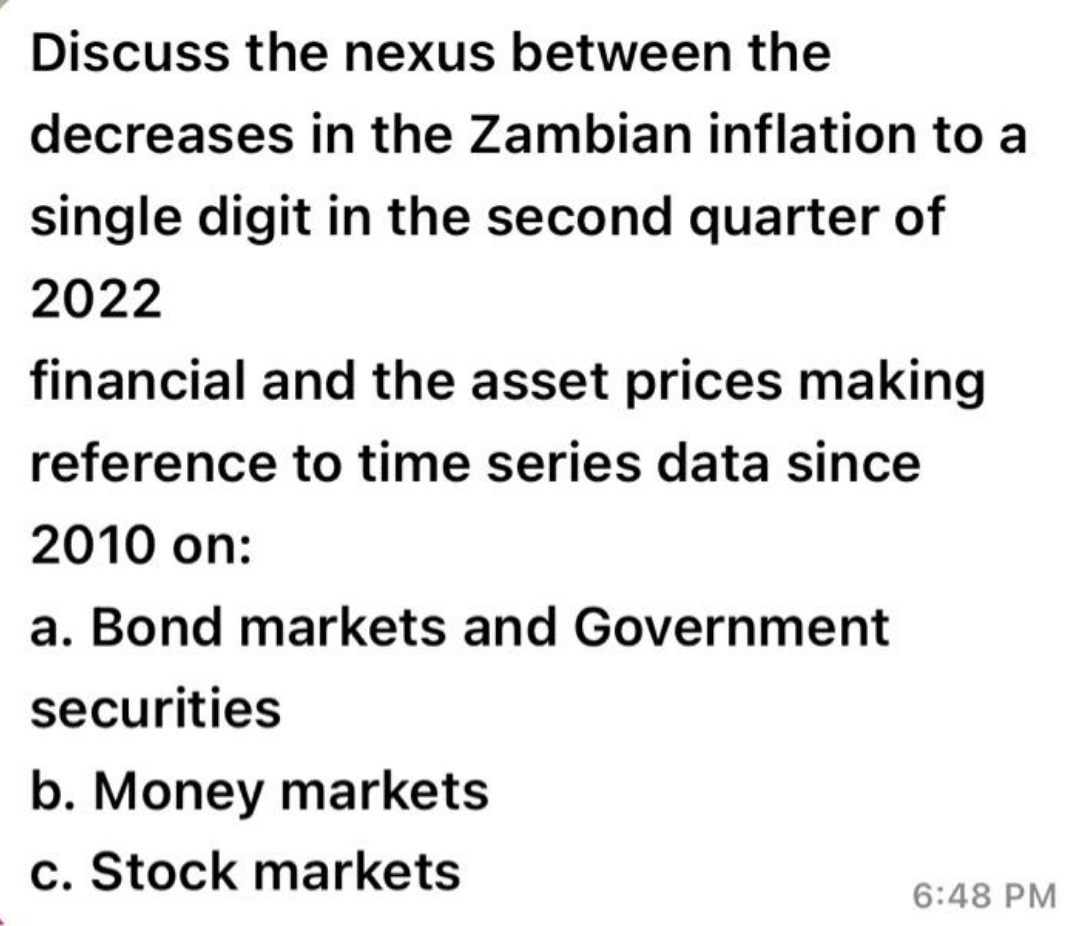 please answer Discuss the nexus between the decreases in the Zambian