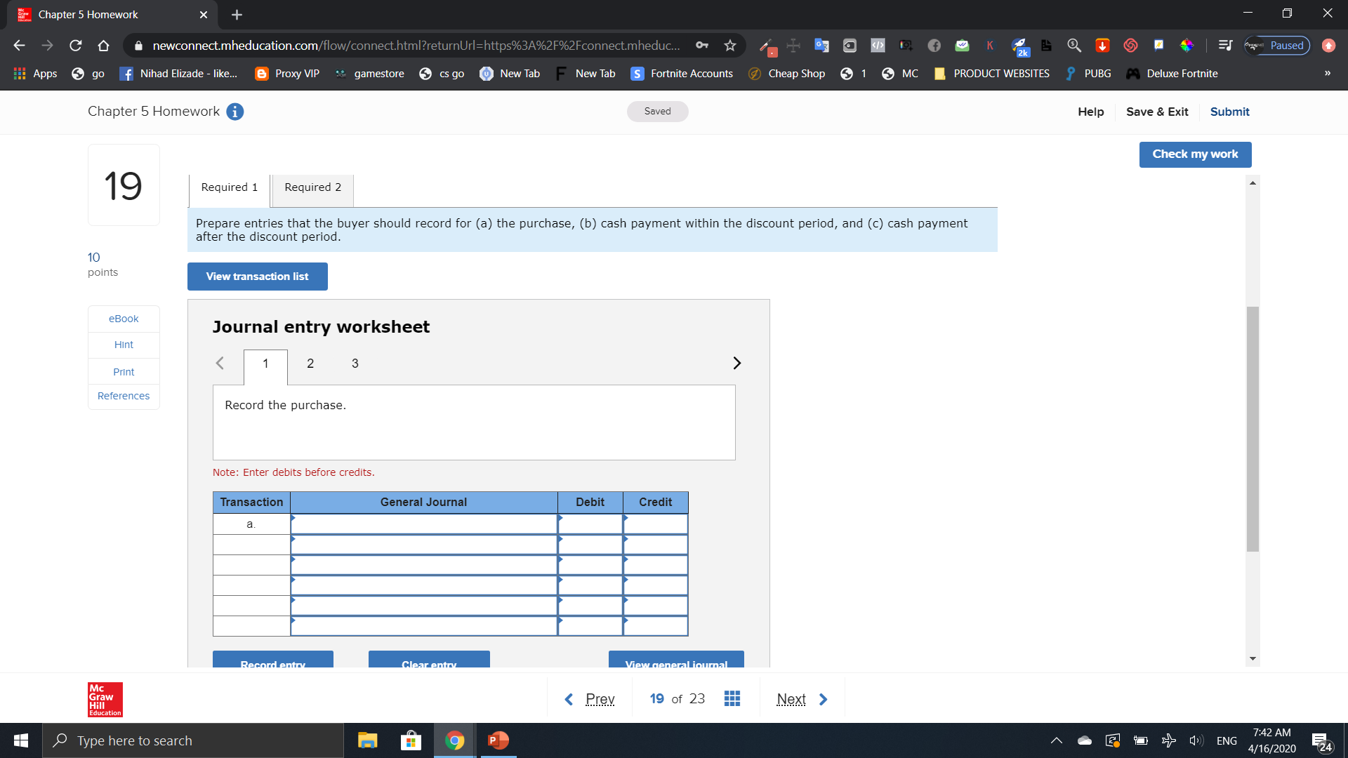 Chapter 5 Homework x + 6 C' O i newconned.mheducation.com ,: Apps