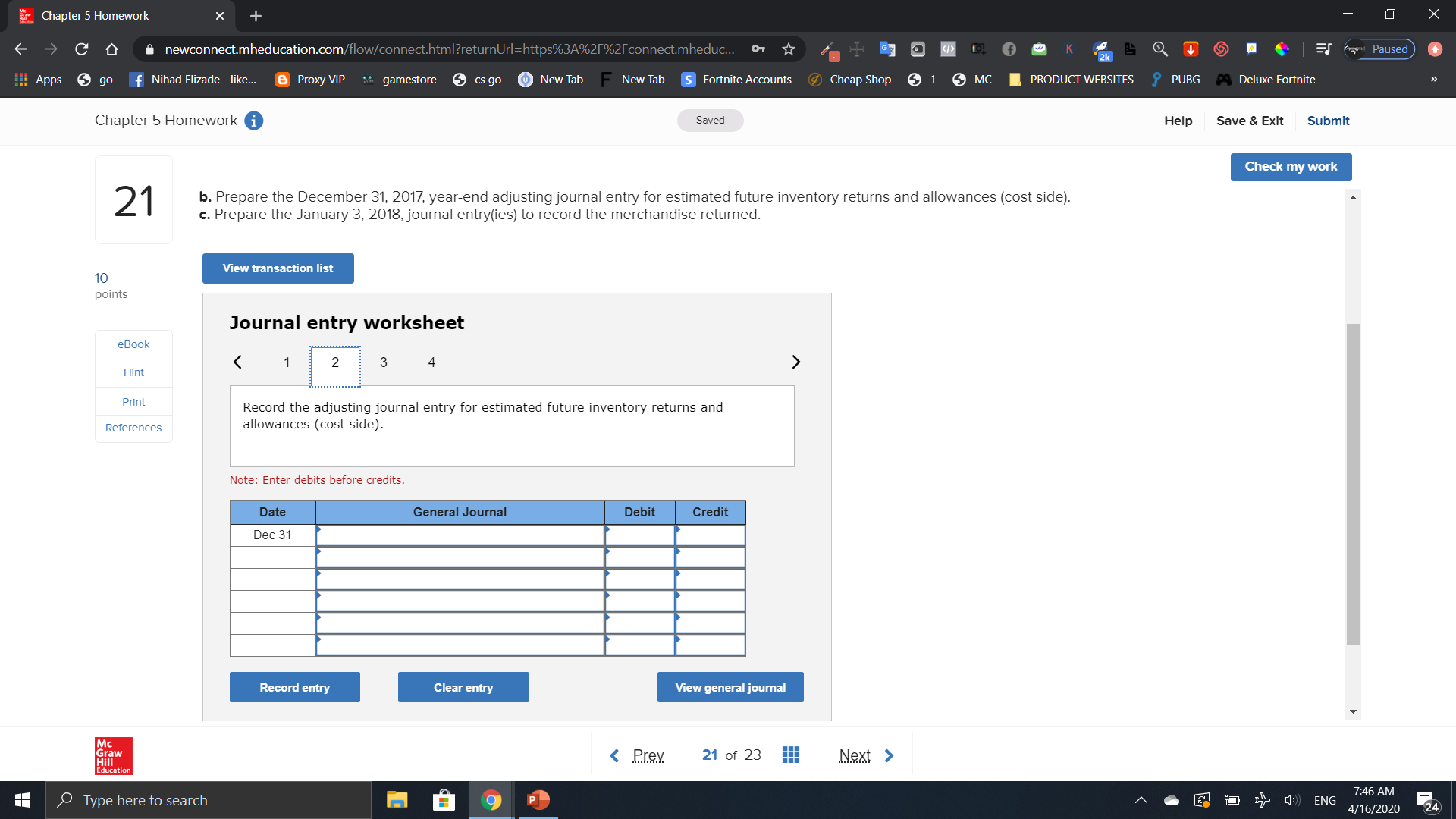 Help Save & Exit Submit Check my work 19 Required 1 Required