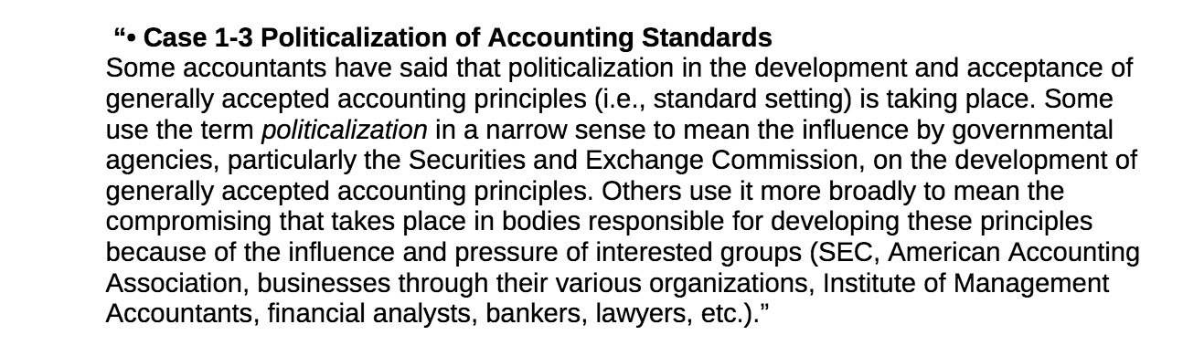 in the development and acceptance of generally accepted accounting principles (i.e., standard
