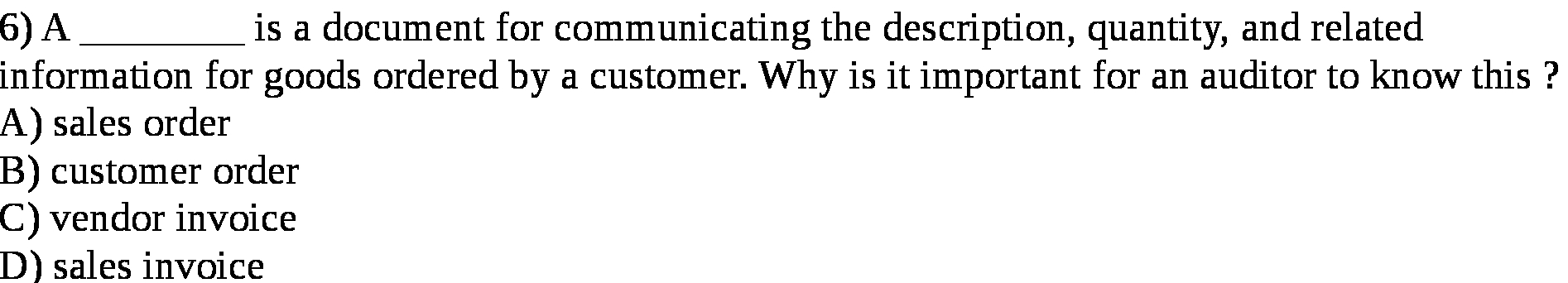 related information for goods ordered by a customer. Why is it important