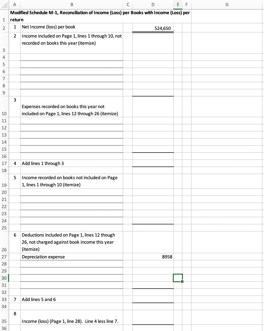 Page 1 of Form 1120 and Page 1 of Form 4562. Tax