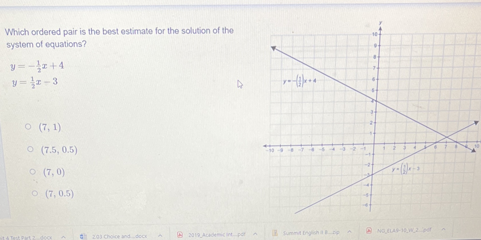 the system of equations? y = -5x+4 y = x - 3