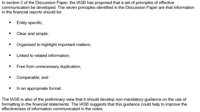 In section 2 of the Discussion Paper, the IASB has proposed that