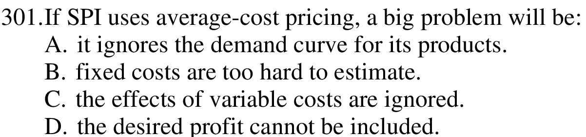 it ignores the demand curve for its products. B. fixed costs are