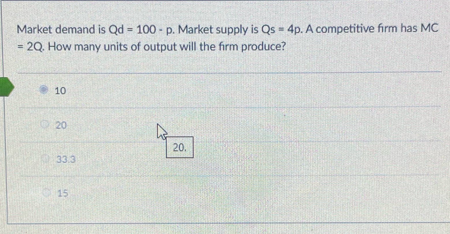  How do you get 10? Market demand is Od = 100