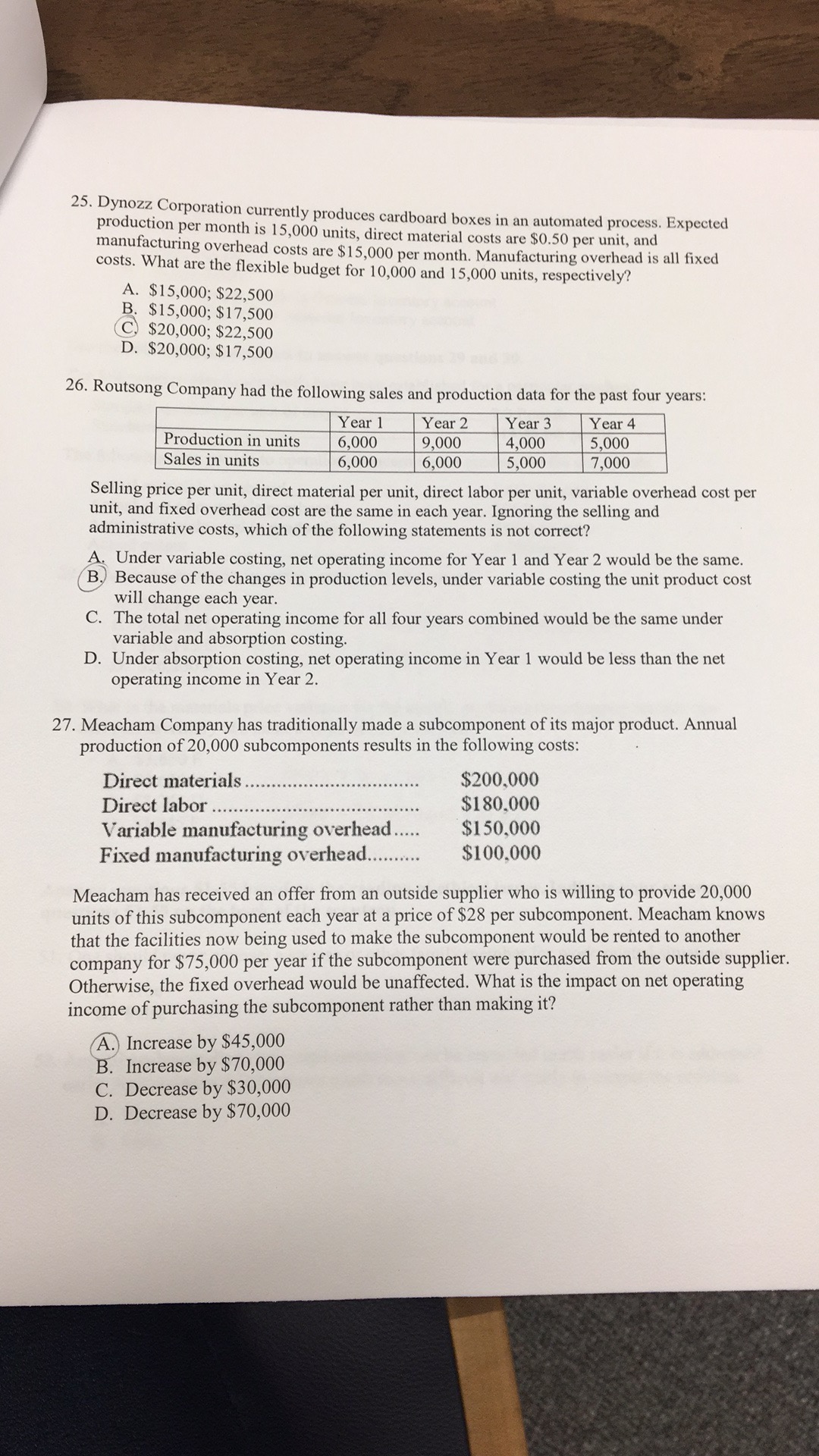 $23.14 332.00 'D.' $22.56 3. The exible budget contains A budgeted amounts