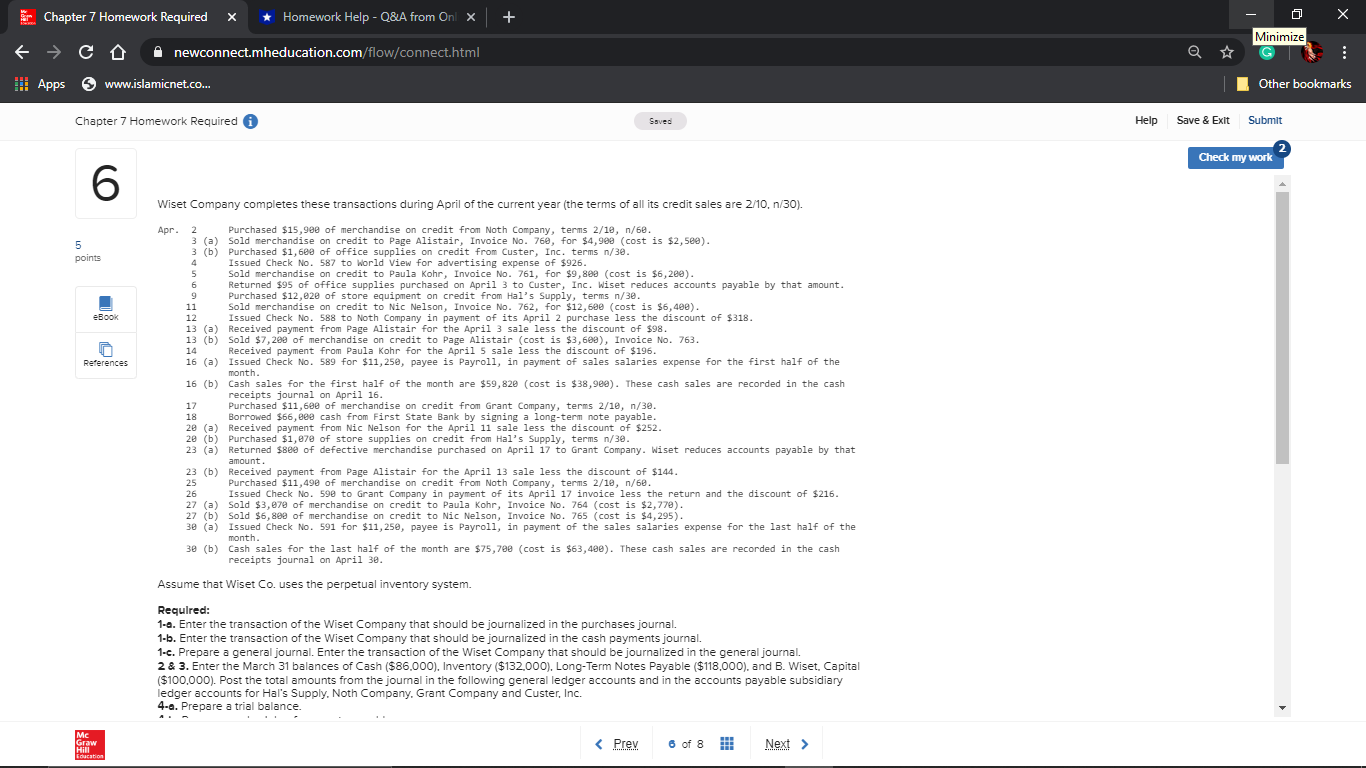 on credit from Custer, Inc. terms n/30. 5 Issued Check No. 587