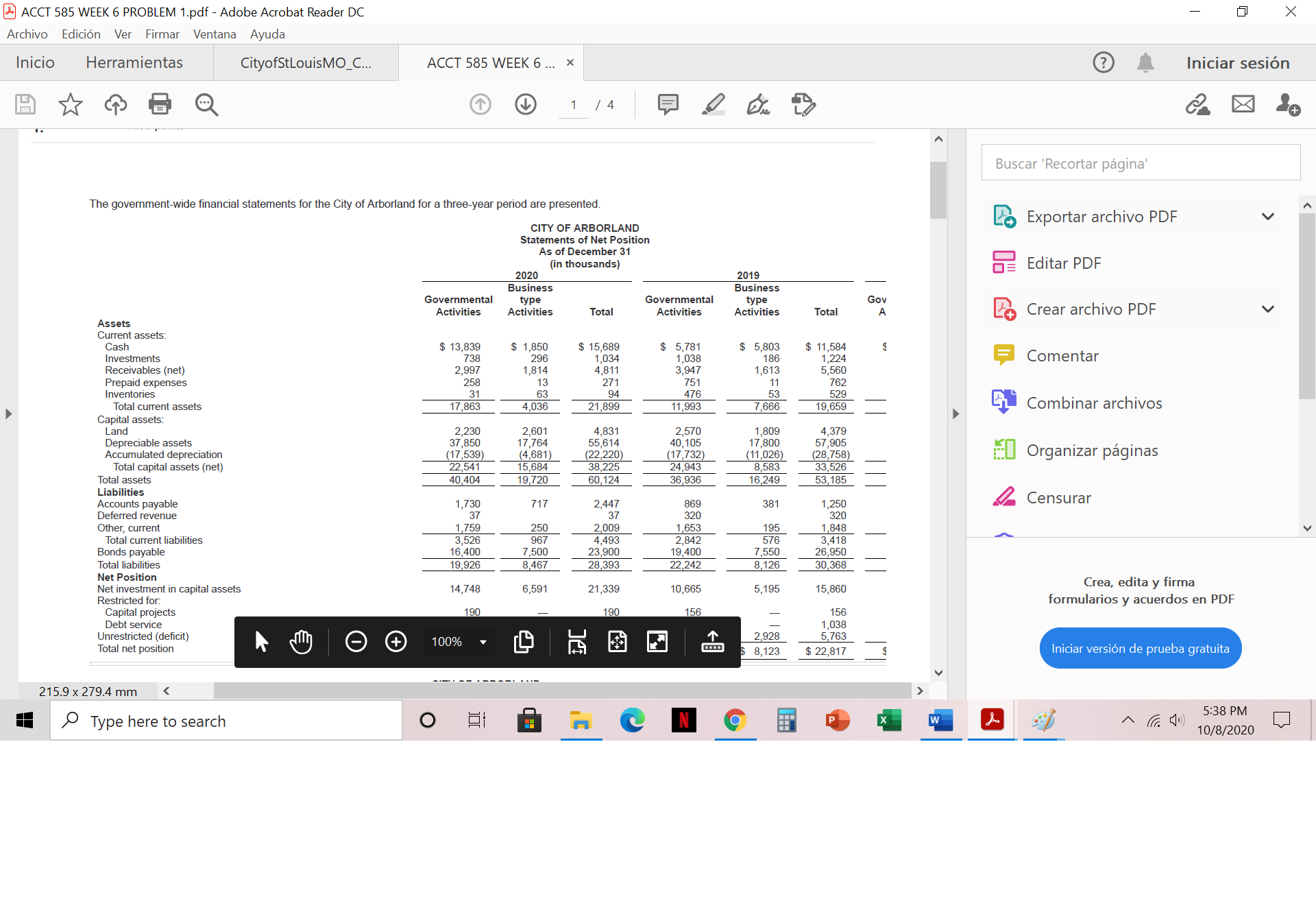  ACCT 585 WEEK 6 PROBLEM 1.pdf - Adobe Acrobat Reader DC