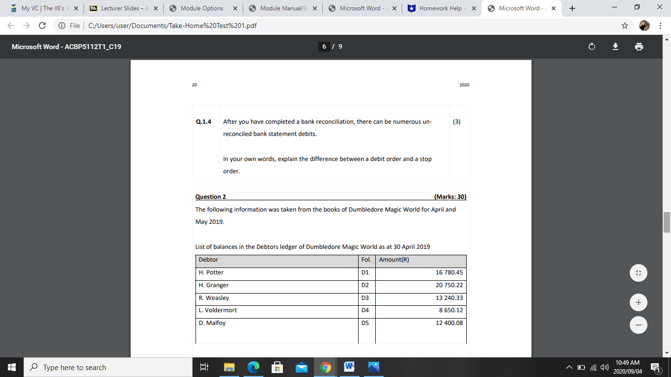 Deposit Slip no. Amount (R) 5 DS206 8 900 12 DS207 32