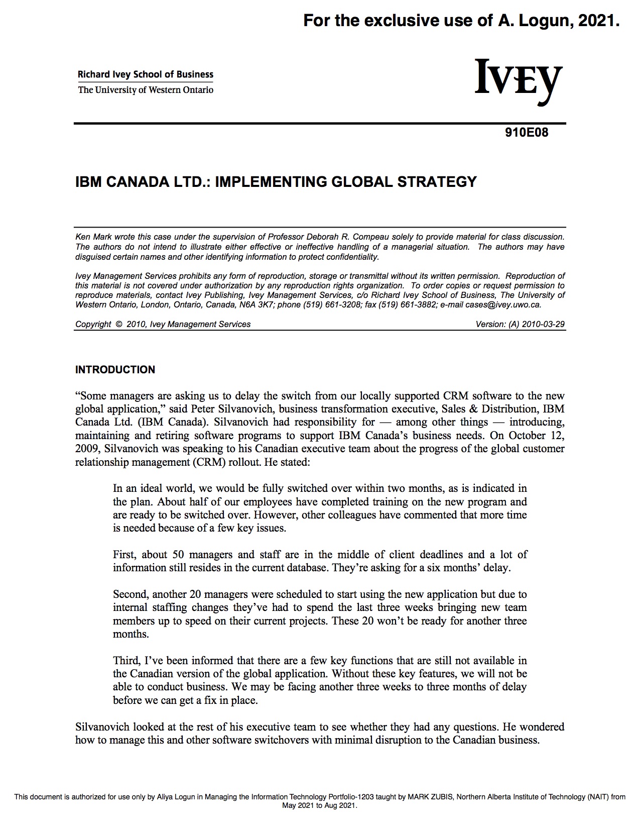 ZUBIS, Northern Alberta Institute of Technology (NAIT) from May 2021 to Aug