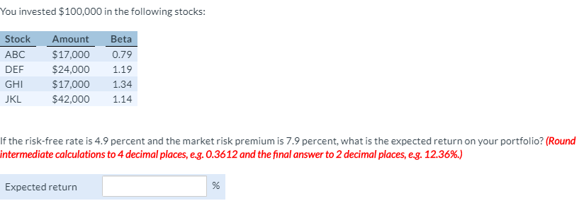 $24,000 $17,000 $42,000 0.79 1.19 1:34 1.14 If the risk-free rate is