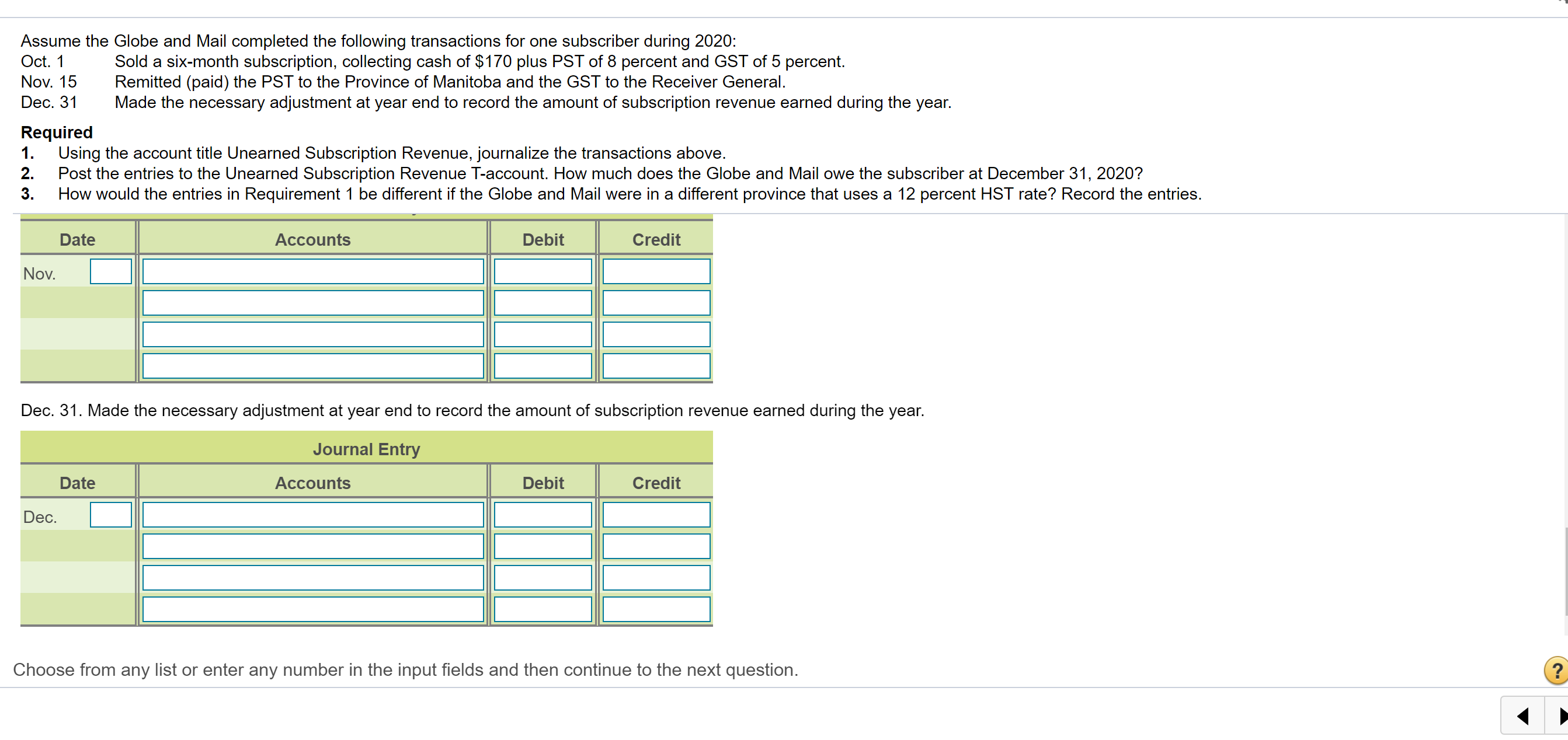 Manitoba and the GST to the Receiver General. Dec. 31 Made the