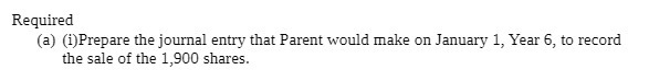 Required (a) (i) Prepare the journal entry that Parent would make