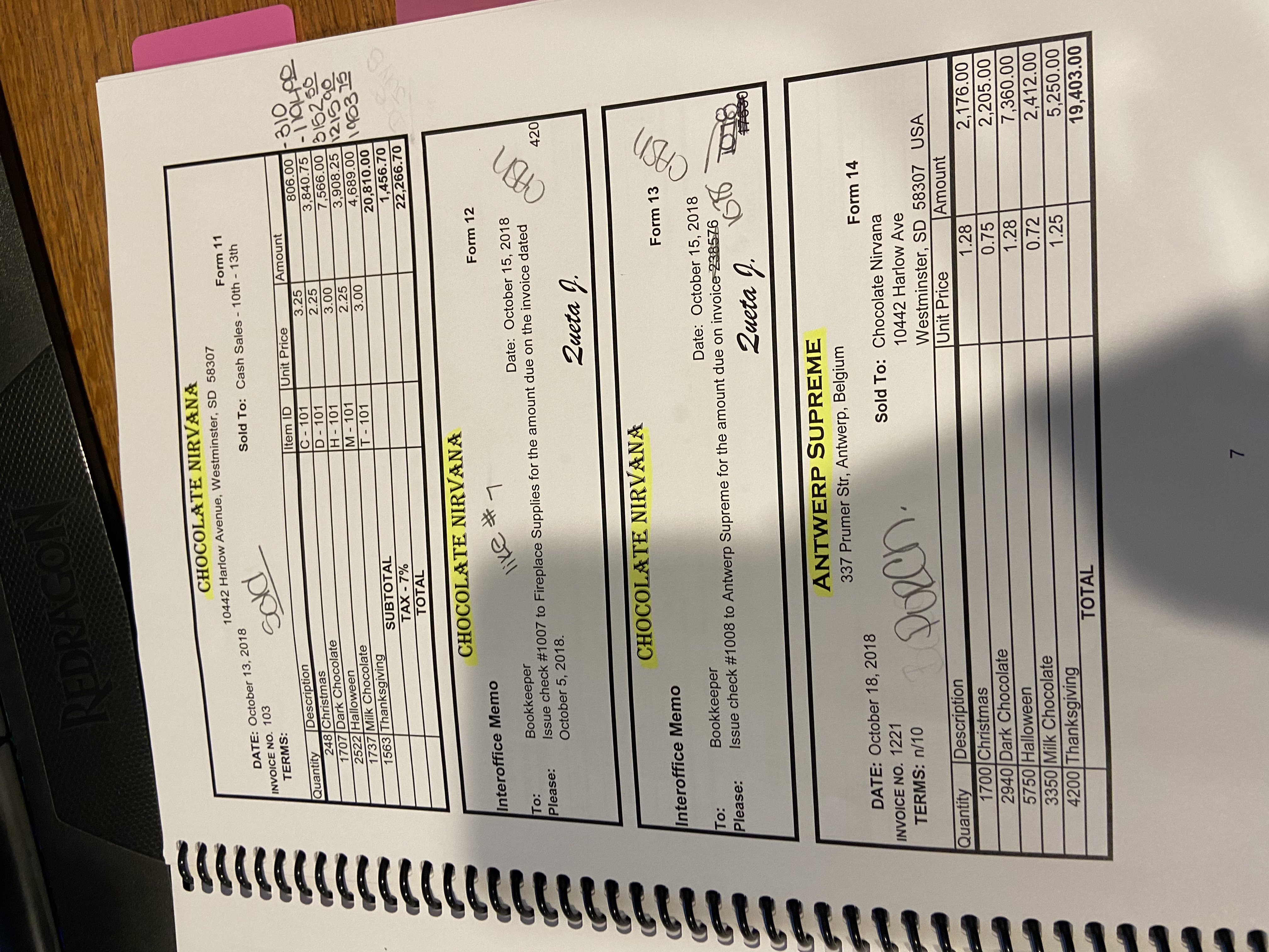 October 1, 2018 Please: Record my personal investment into the business checking