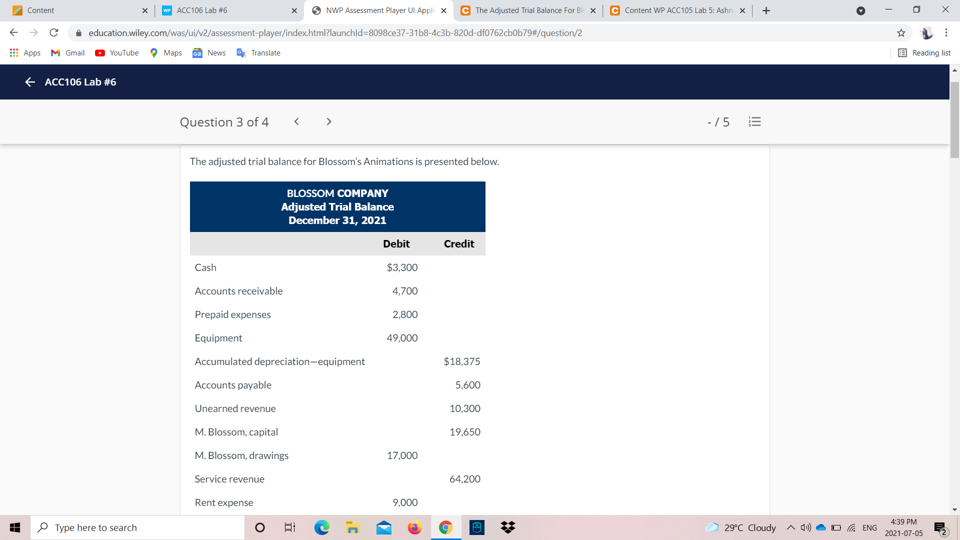  please answer the questions carefully. Content X WP ACC106 Lab #6