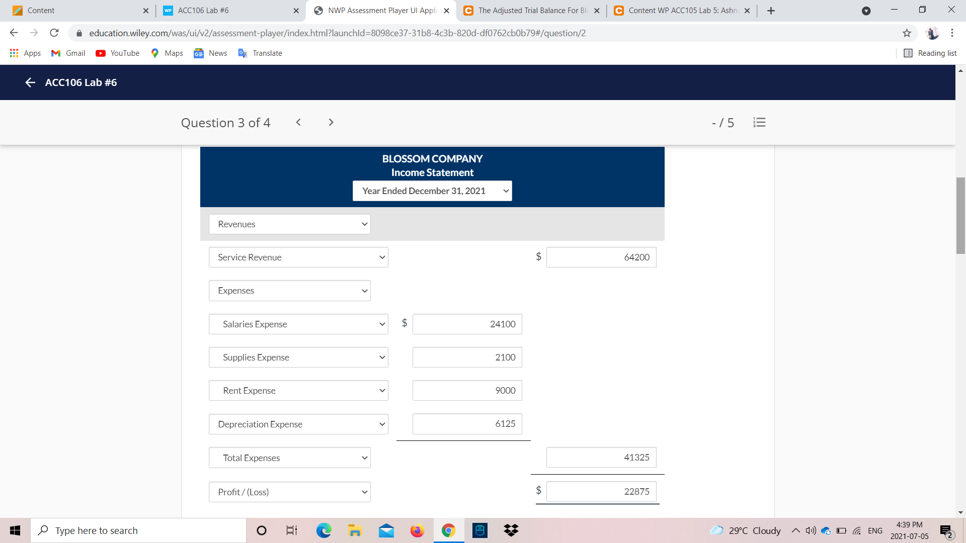 ENG 4:39 PM 2021-07-05Content X WP ACC106 Lab #6 X NWP Assessment