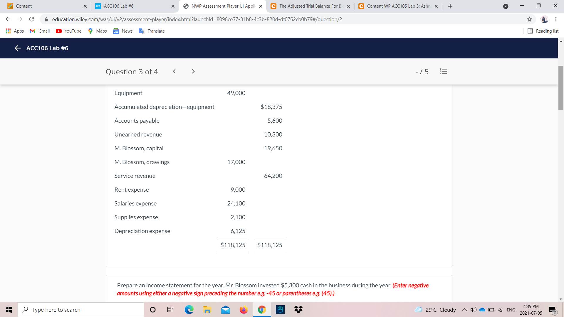 X NWP Assessment Player UI Appli X C The Adjusted Trial Balance