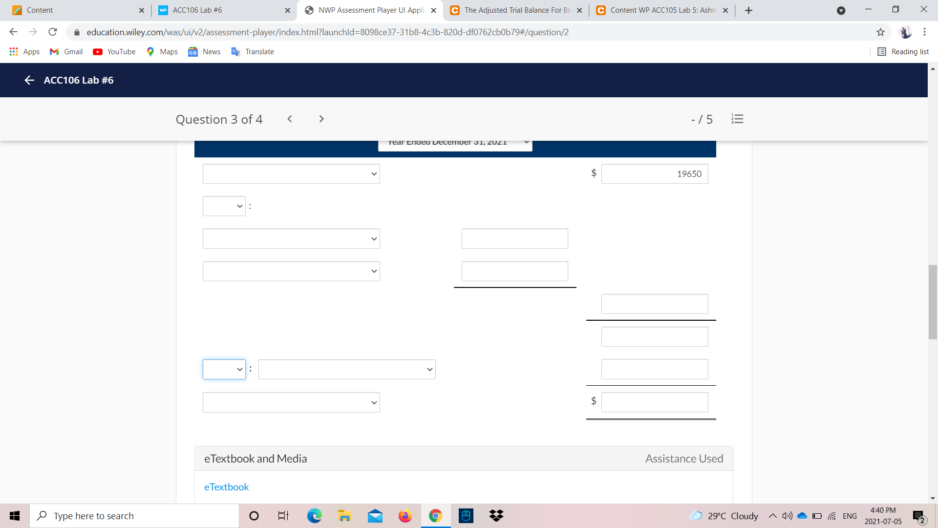Depreciation Expense 6125 Total Expenses 41325 Profit / (Loss) $ 22875 eTextbook