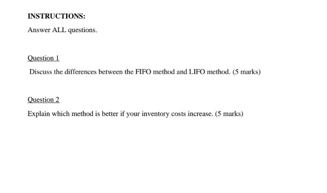  help me to answer this questions. INSTRUCTIONS: Answer ALL questions. Question