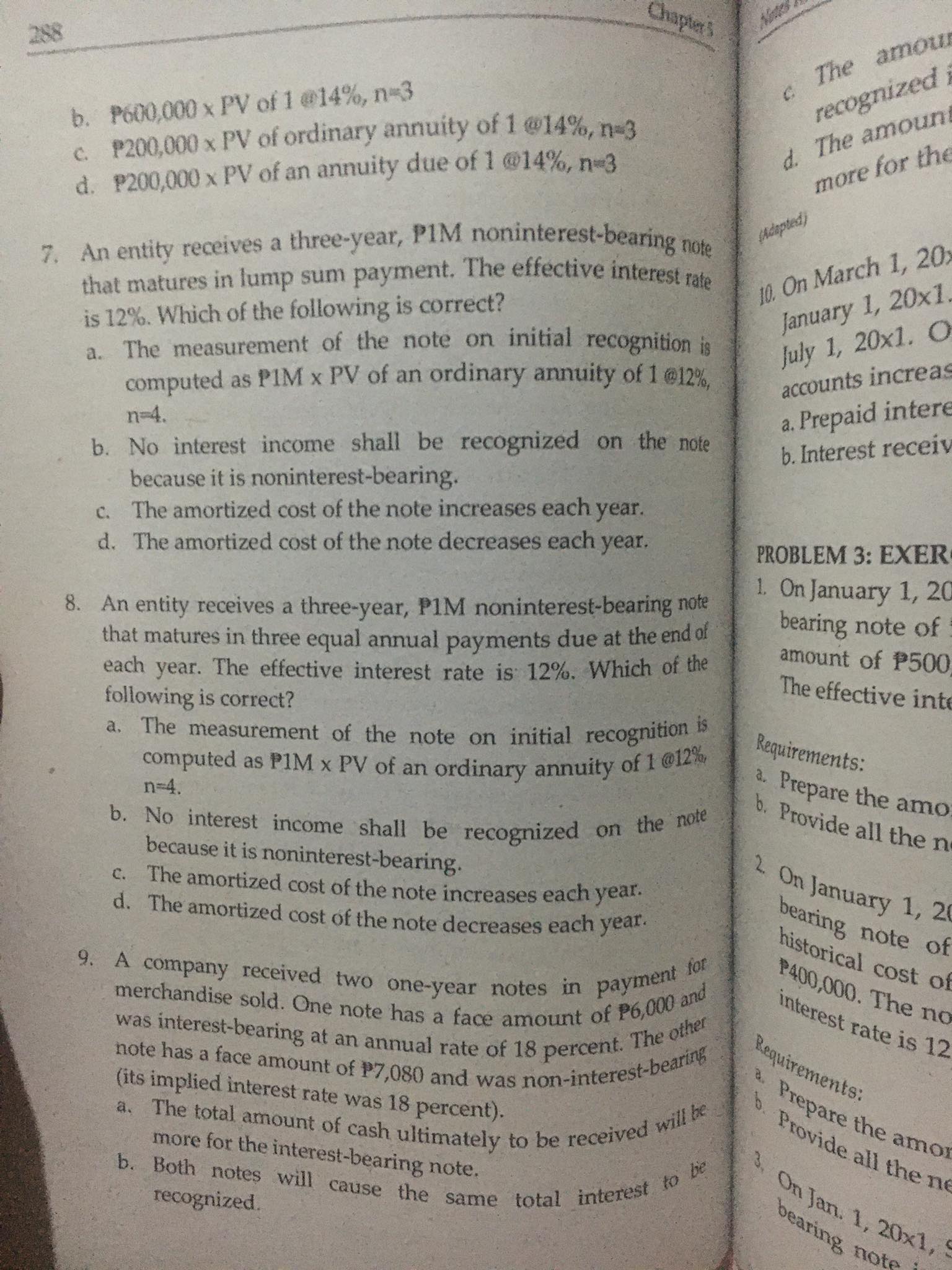  Answer the following: Chapter c The amou recognized b. P600,000 x