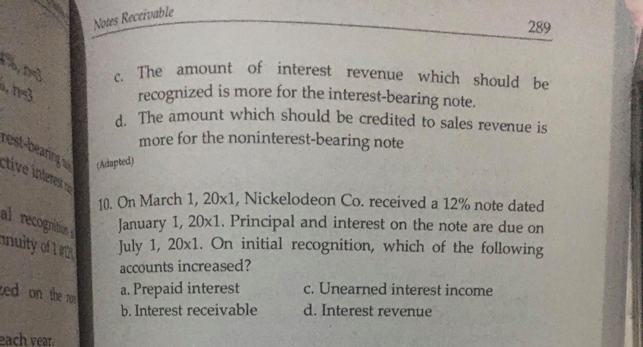 accounts increas a. Prepaid intere n=4. b. No interest income shall be