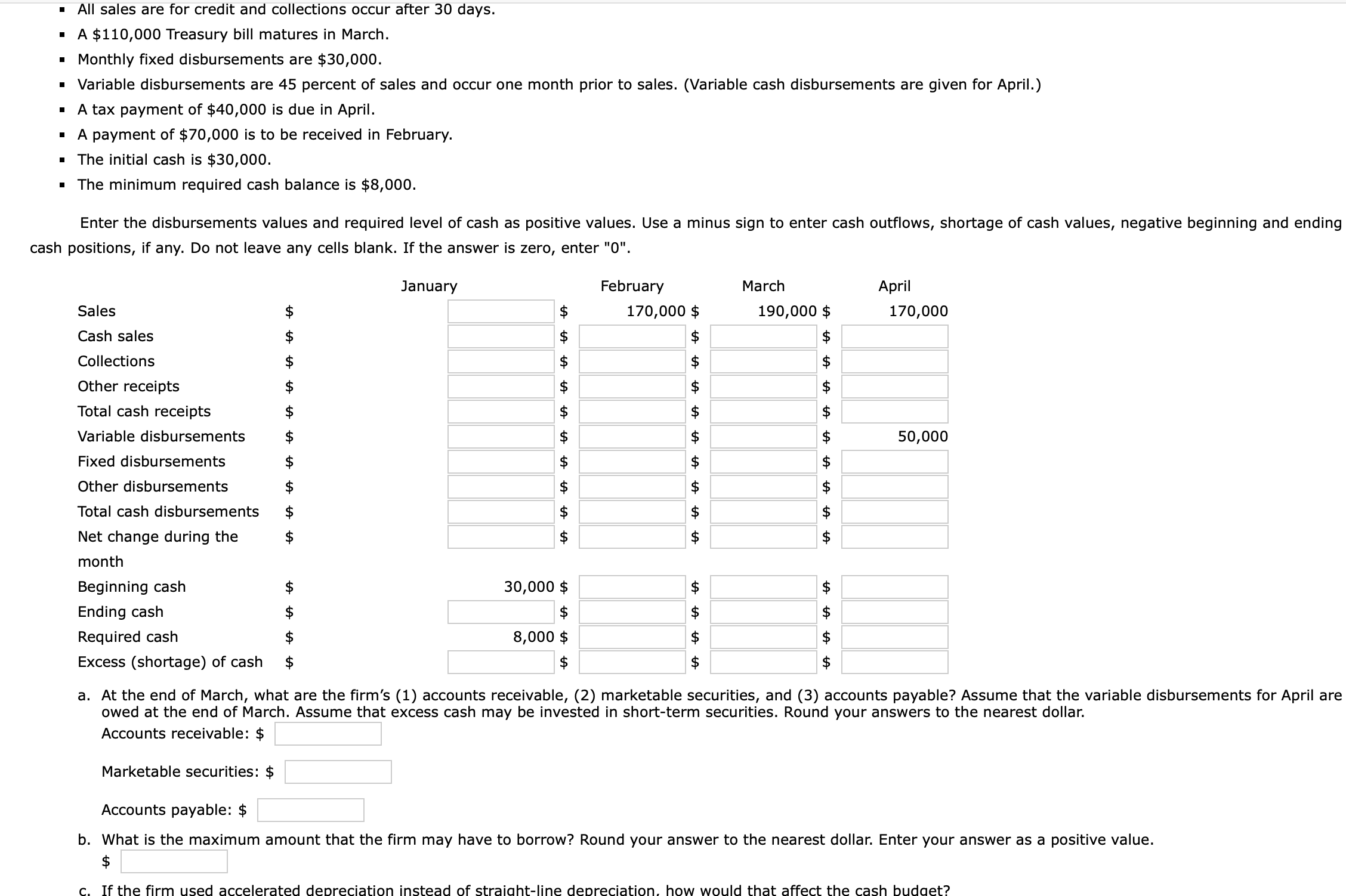 cells blank. If the answer is zero, enter "0". Part 1 January