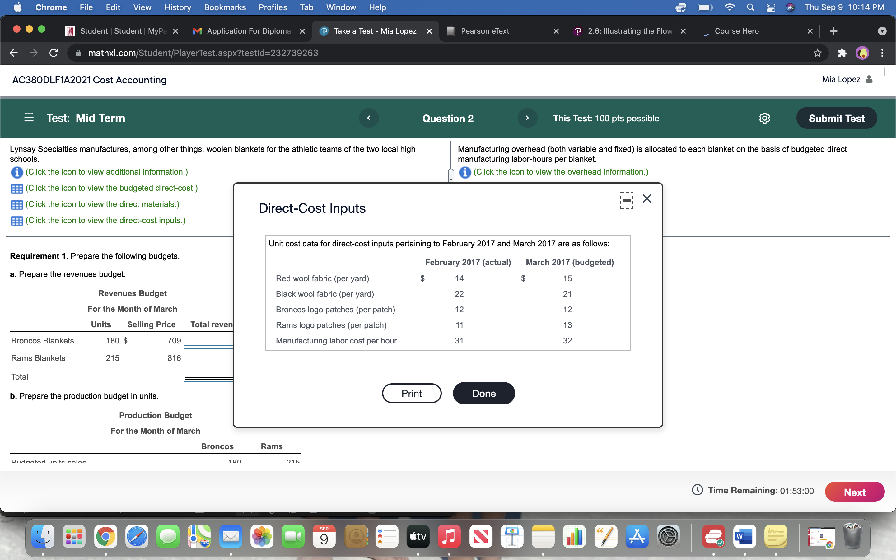a (Click the icon to view the direct-cost inputs.) Additional Blanket Information