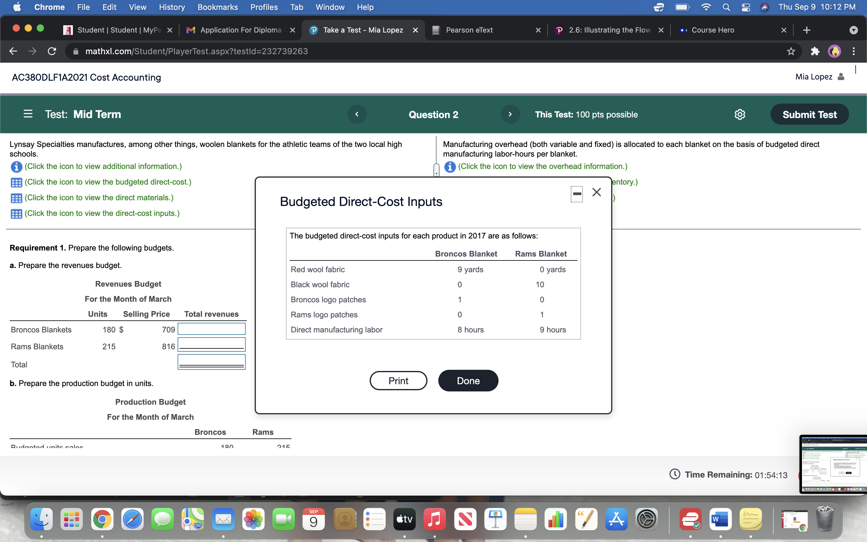 view the budgeted direct-cost.) E (Click the icon to view the nished