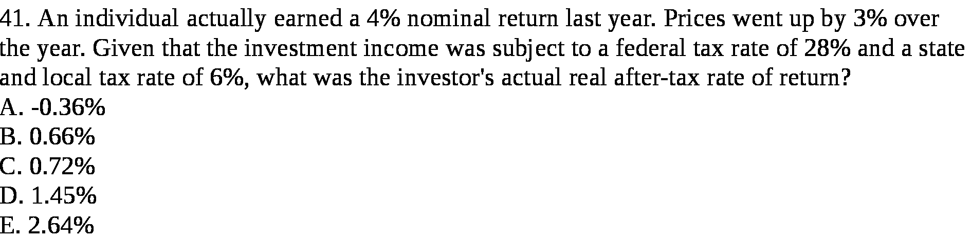 Prices went up by 3% over the year. Given that the investment