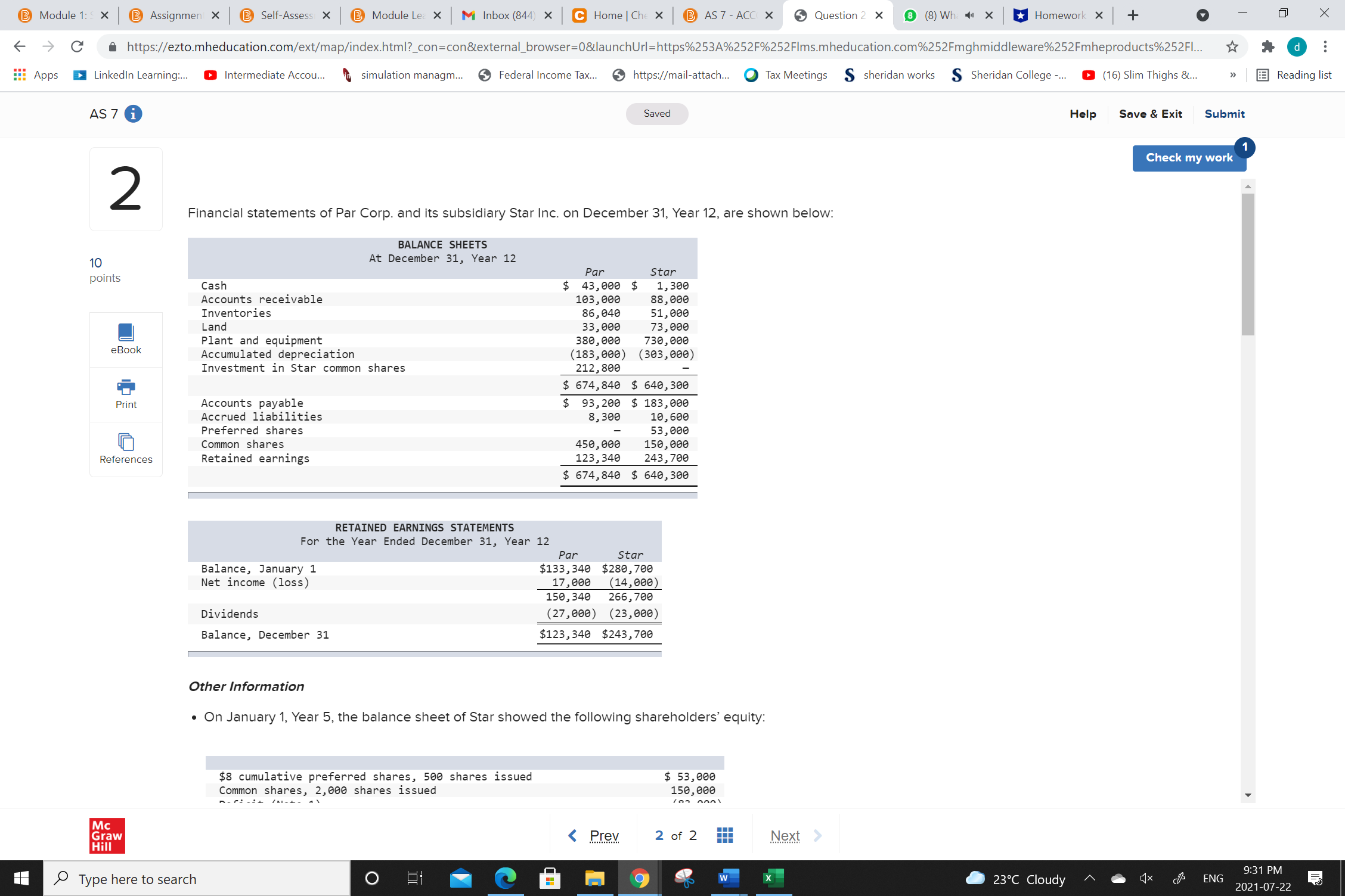 i Saved Help Save & Exit Submit Check my work 2 Financial
