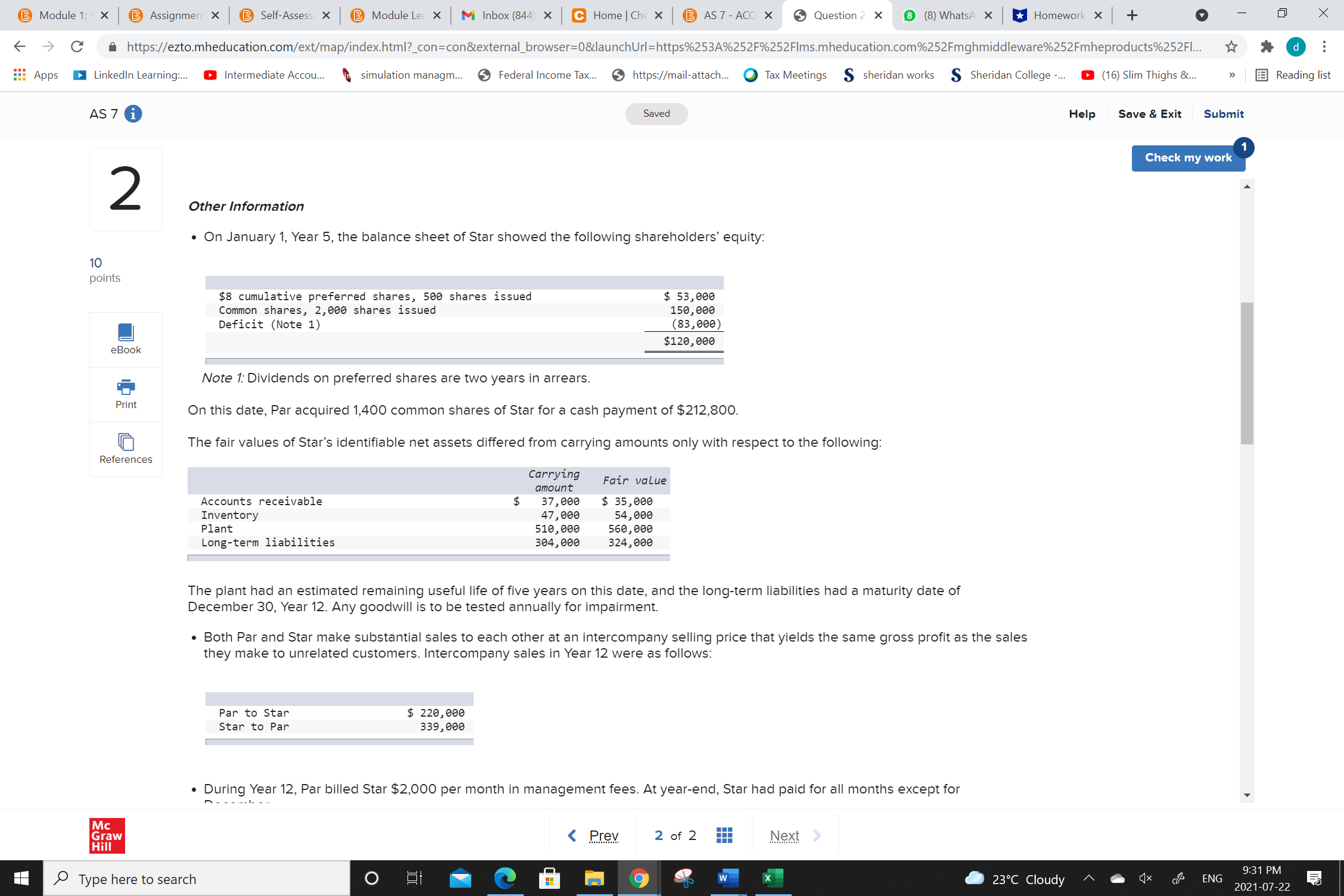 statements of Par Corp. and its subsidiary Star Inc. on December 31,