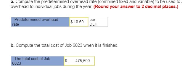 used to i overhead to individual jobs during the year. (Round your