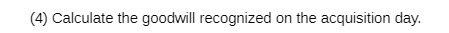 (4) Calculate the goodwill recognized on the acquisition day.