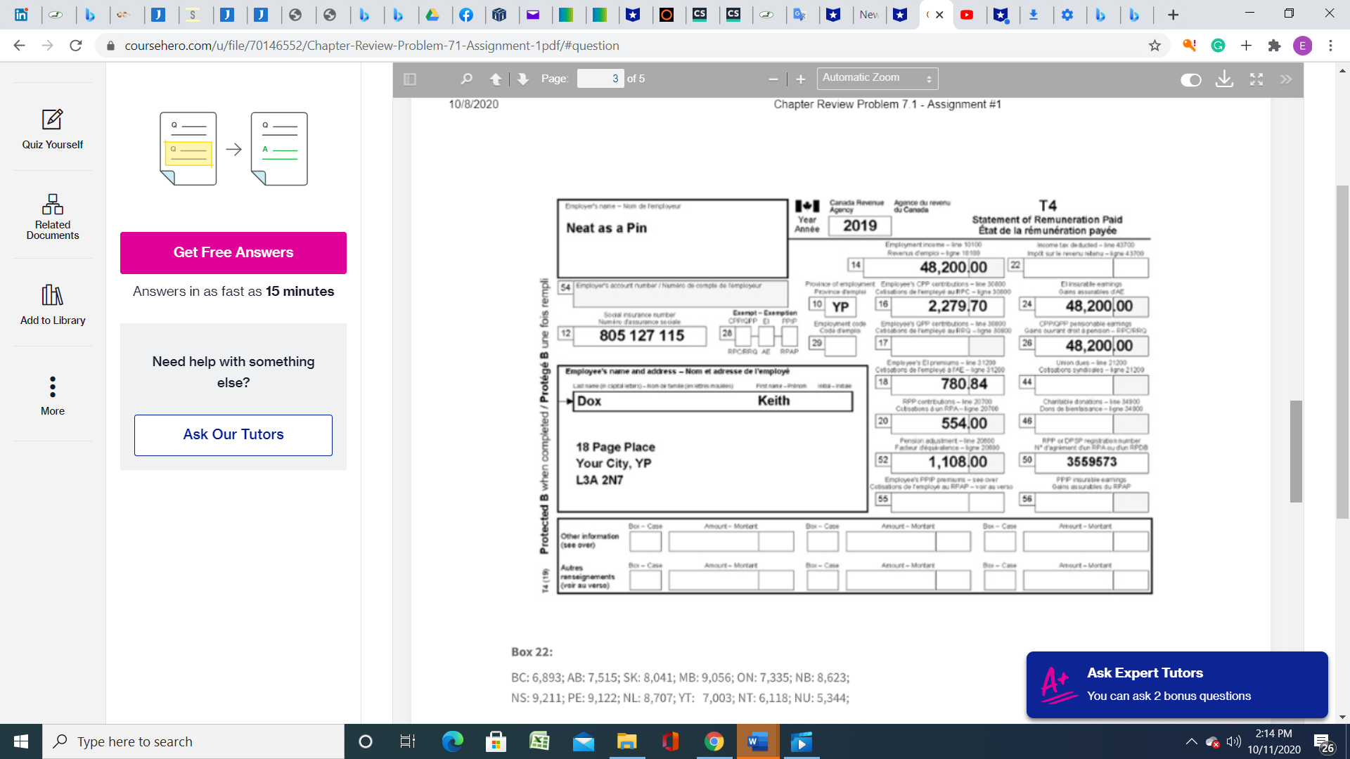 Page: 2 of 5 Automatic Zoom C A coursehero.com/u/file/70146552/Chapter-Review-Problem-71-Assignment-1pdf/#question G + 9