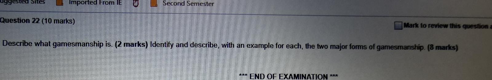 aggested ites Imported From IE Second Semester Question 22 (10 marks)